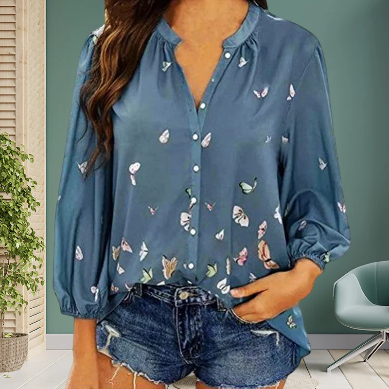 Chemise à imprimé papillon pour femme – Image 3