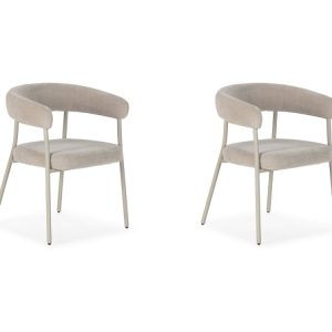 Lot de 2 chaises ROSA tissu velours beige Lot de 2 chaises ROSA tissu velours beige