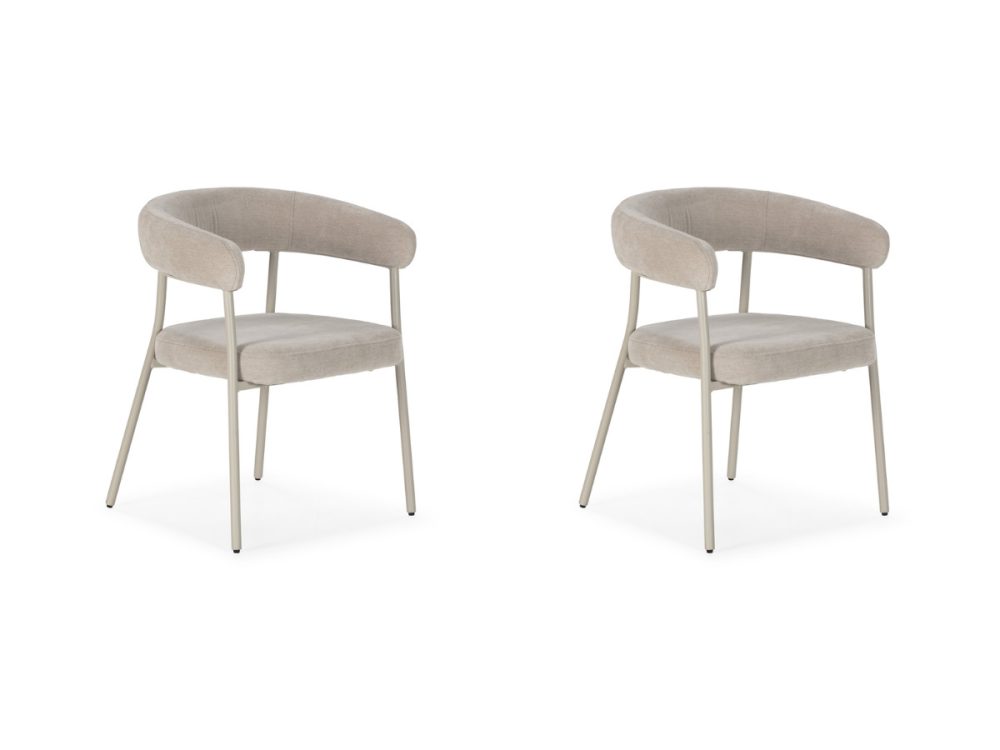 Lot de 2 chaises ROSA tissu velours beige