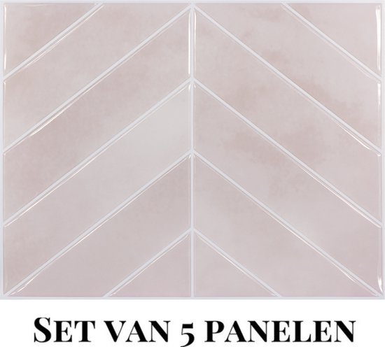 Panneaux muraux Wallways - Dalles adhésives - Set de 5 carrelages - Sticker carrelage - carrelages autocollantes - 30 x 30 cm - Imperméable - Résistant aux rayures - Résistant à la chaleur - Couche adhésive 3M - Épaisseur 2 mm - Chevrons de Venice