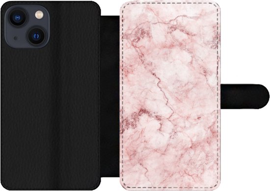 iPhone 13 Mini Wallet Case bookcase phone case - Marbre - Rose - Luxe - Avec compartiments - Étui portefeuille avec fermeture magnétique