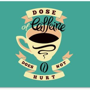 Illustration de café Vintage sur fond turquoise 120×80 cm Illustration de café Vintage sur fond turquoise 120×80 cm