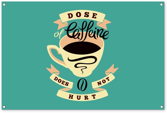 Illustration de café Vintage sur fond turquoise 120x80 cm