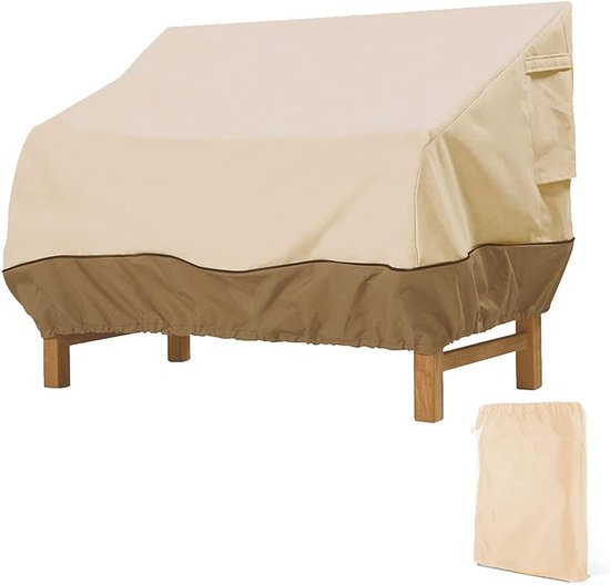 Housse de banc de jardin - Housse de protection pour banc de jardin 2 places - Housse de banc - Housse de banc de jardin imperméable - Oxford 210D - coupe-vent - imperméable - indéchirable - beige - 193 x 83 x 84 cm
