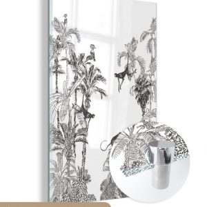 MuchoWow® Peinture sur verre 120×180 cm – Peinture sur verre acrylique – Jungle – Zwart – Wit – Singe – Photo sur verre – Peintures MuchoWow® Peinture sur verre 120×180 cm – Peinture sur verre acrylique – Jungle – Zwart – Wit – Singe – Photo sur verre – Peintures