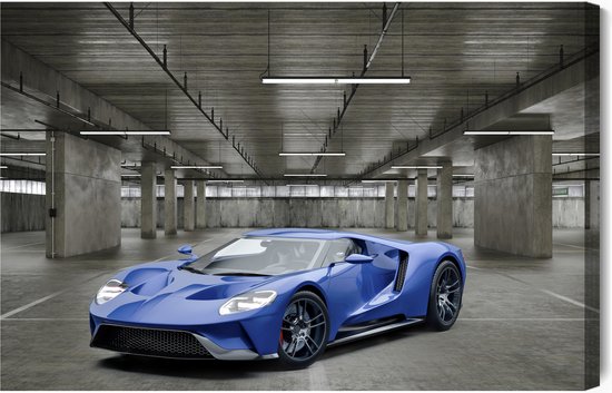 Painting King - Tableau Peinture Voiture De Sport Dans Le Garage - 90 x 60 cm