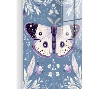 MuchoWow® Tableau sur verre 60×90 cm – Tableau sur verre acrylique – Papillon – Branches de fleurs – Bleu clair – Photo sur verre – Décoration murale salon – Décoration murale chambre – Peintures MuchoWow® Tableau sur verre 60×90 cm – Tableau sur verre acrylique – Papillon – Branches de fleurs – Bleu clair – Photo sur verre – Décoration murale salon – Décoration murale chambre – Peintures