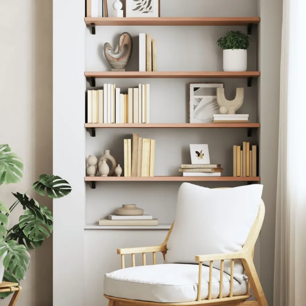 Wall Shelf Light Brown 100x30x2 cm Treated Solid Wood Oak – Image 3