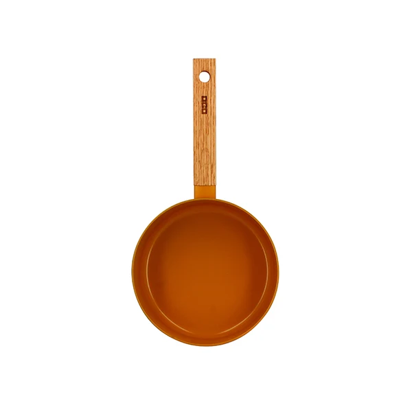 Casserole Ector induction aluminium revêtu manche en bois 18 cm jaune Ogo – Image 2