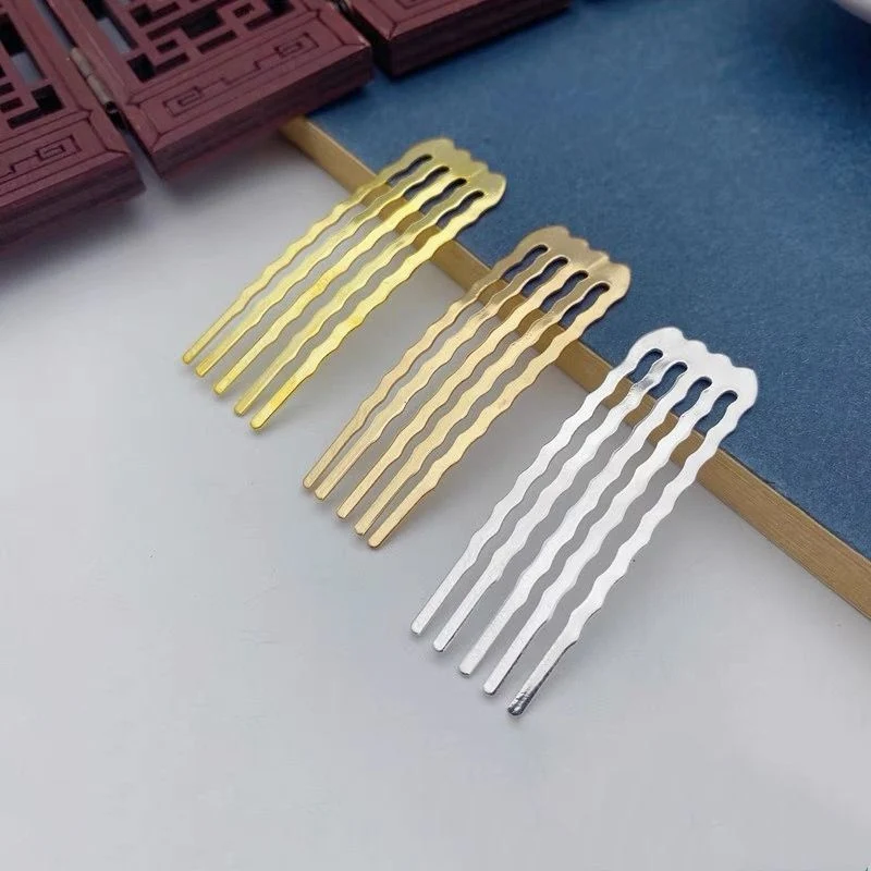 Small Wavy 5-Prong Metal Hair Comb | DIY Base & Secure Side Comb/2 Hair Comb – Image 2