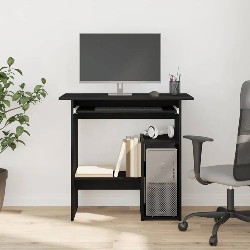 Desk Black Oak 80x45x74 cm Engineered Wood – Image 3