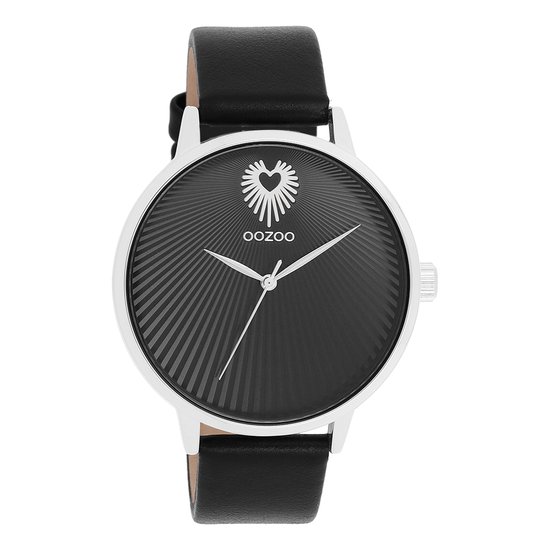 OOZOO Timepieces – Montre OOZOO argentée avec bracelet en cuir noir – C11241 OOZOO Timepieces – Montre OOZOO argentée avec bracelet en cuir noir – C11241