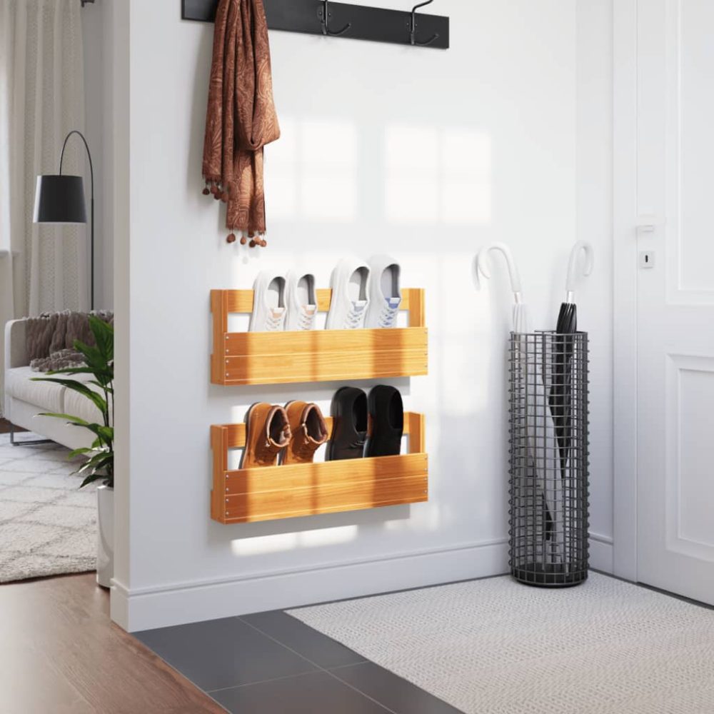 Wall-mounted Shoe Racks 2 pcs Wax Brown 59x8.5x23.5 cm Solid Wood Pine – Image 3