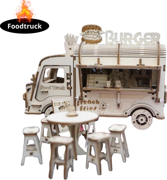 Nivard Kit de Construction Bois - Enfants - Adultes - Kits de Construction Adultes - Bateau - Puzzle en Bois - 3D - Food truck