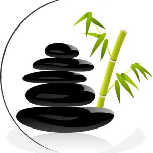 Illustration de pierres zen avec cercle mural en bambou aluminium ⌀ 140 cm Illustration de pierres zen avec cercle mural en bambou aluminium ⌀ 140 cm