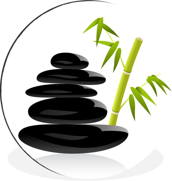 Illustration de pierres zen avec cercle mural en bambou aluminium ⌀ 140 cm