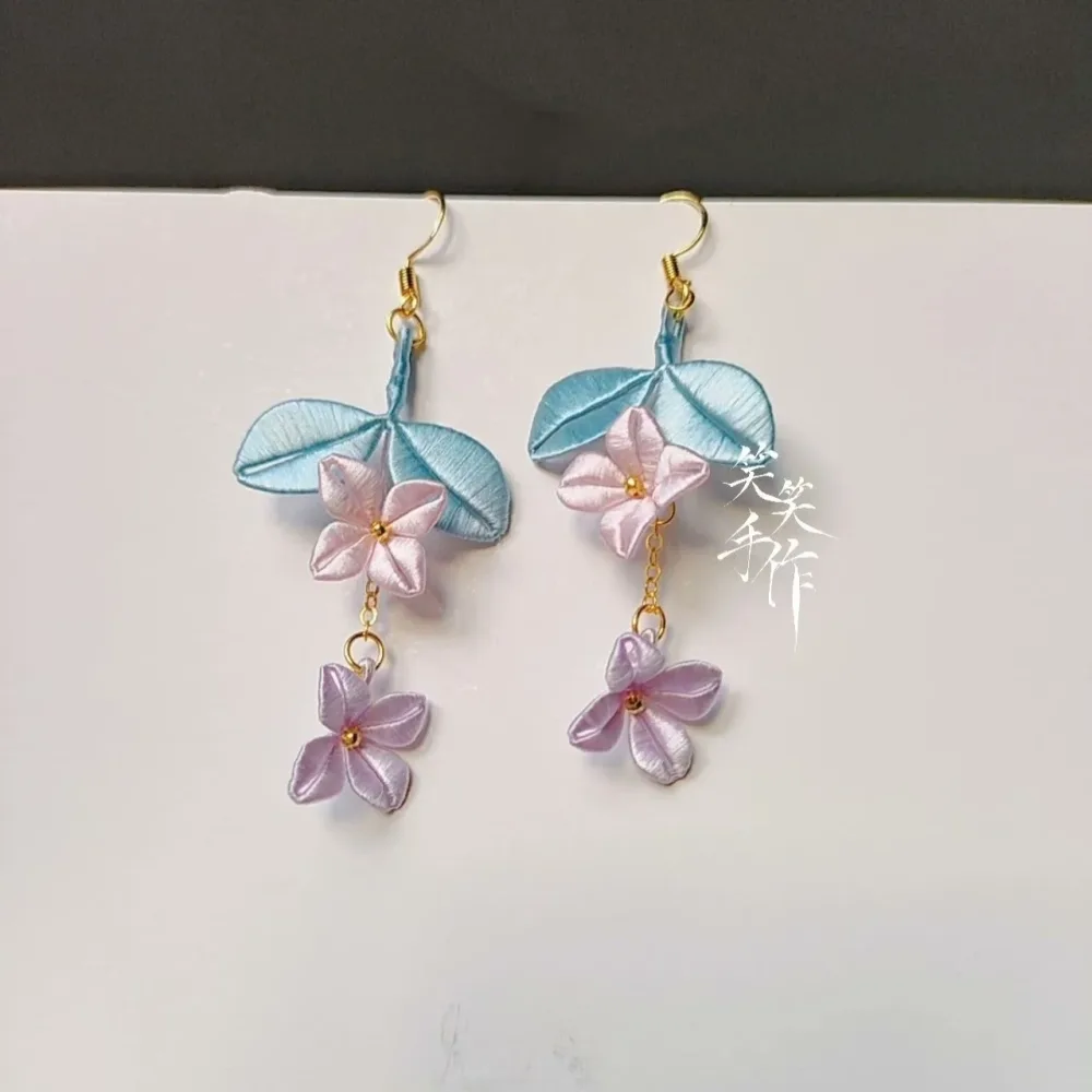 Handcrafted Chanhua Floral Dangle Earrings - 925 Silver Hooks | Elegant & Everyday Wear – Image 2