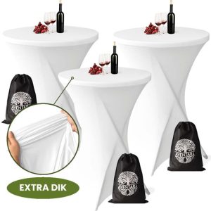 Housse de table haute Wit x 3 – ∅80-85 x 110 cm – Housse de table haute de Luxe – Tissu extensible Extra épais – Sac de rangement inclus – Idéal pour mariages, fêtes et cocktails Housse de table haute Wit x 3 – ∅80-85 x 110 cm – Housse de table haute de Luxe – Tissu extensible Extra épais – Sac de rangement inclus – Idéal pour mariages, fêtes et cocktails