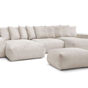 Canape panoramique convertible coffre VOLTAIRE avec pouf Canape panoramique convertible coffre VOLTAIRE avec pouf