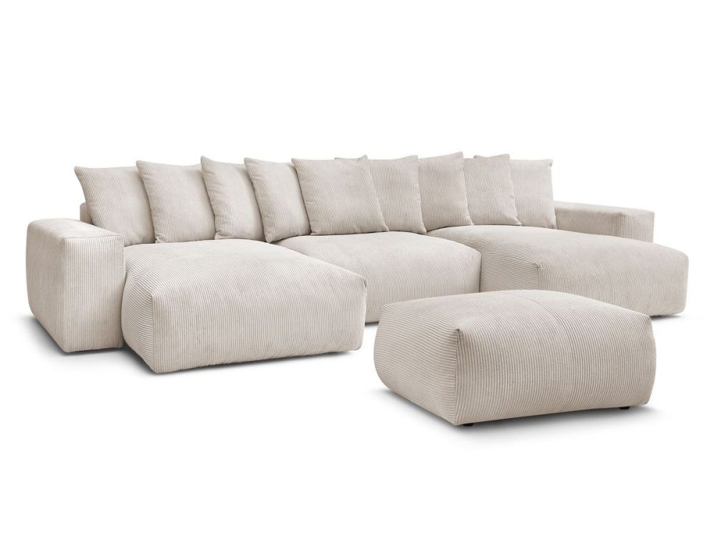 Canape panoramique convertible coffre VOLTAIRE avec pouf
