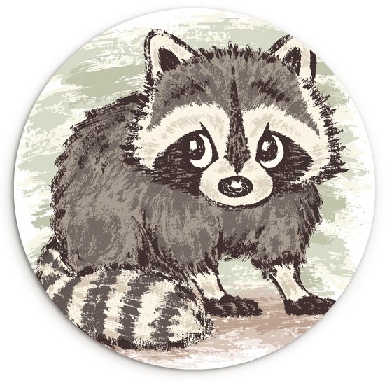 Illustration d'une assiette en plastique cercle mural raton laveur ⌀ 60 cm - impression photo sur cercle mural / cercle vivant (décoration murale)