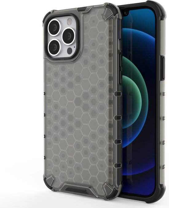 Lunso - Coque arrière Honeycomb Armor - iPhone 13 Pro Max - Zwart