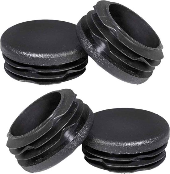 Insert de bonnet de jambe noir rond - fond plat | Dimension extérieure 28 mm (4 pièces)