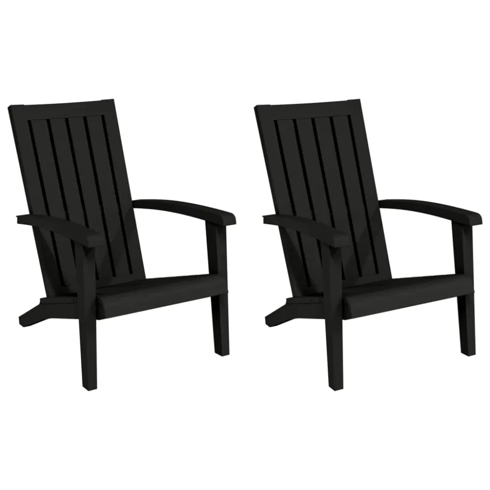 Garden Adirondack Chair | Set of 2 | Black | Polypropylene | Standard – Image 2