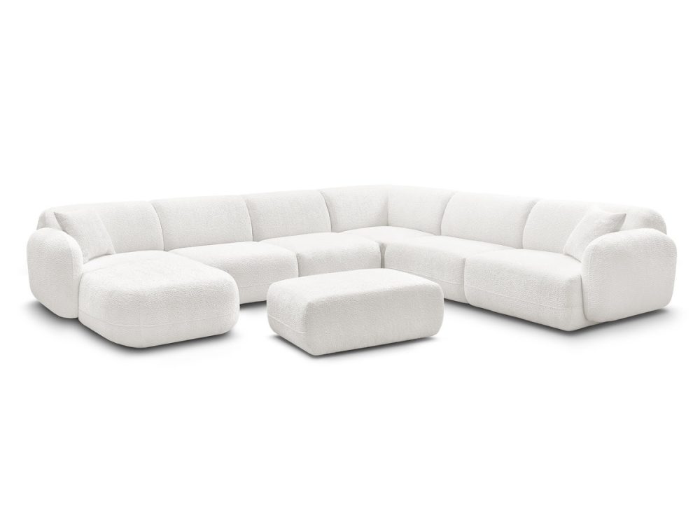 Canape panoramique fixe modulable ANDA avec 4 chauffeuses, 1 meridienne, 1 angle et 1 pouf