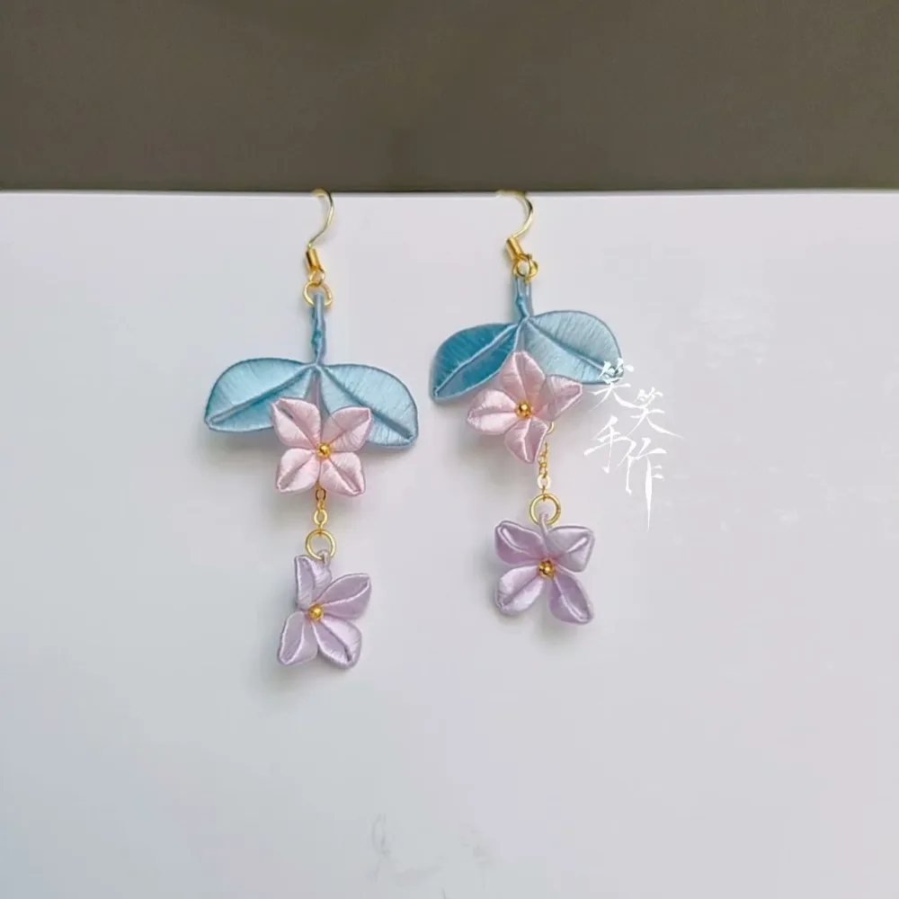 Handcrafted Chanhua Floral Dangle Earrings - 925 Silver Hooks | Elegant & Everyday Wear