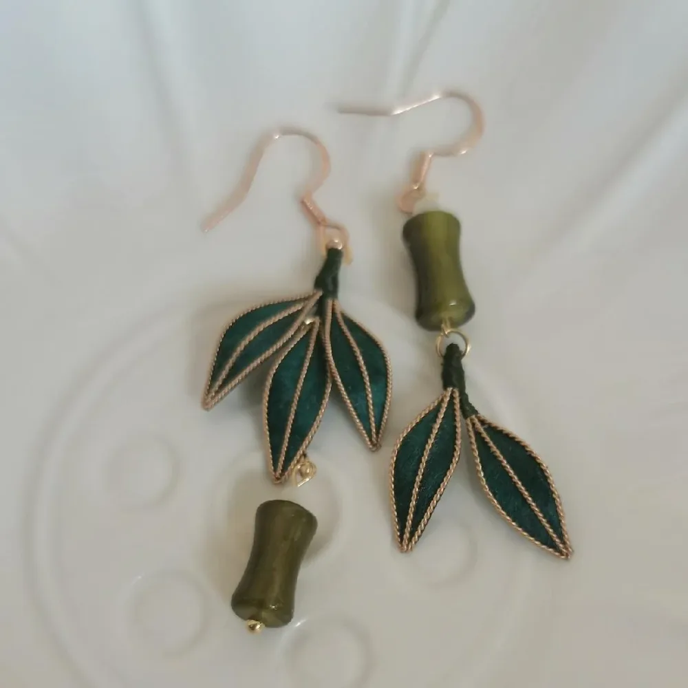Bamboo Bespoke Earrings - Silk Earrings(Ronghua) – Image 2