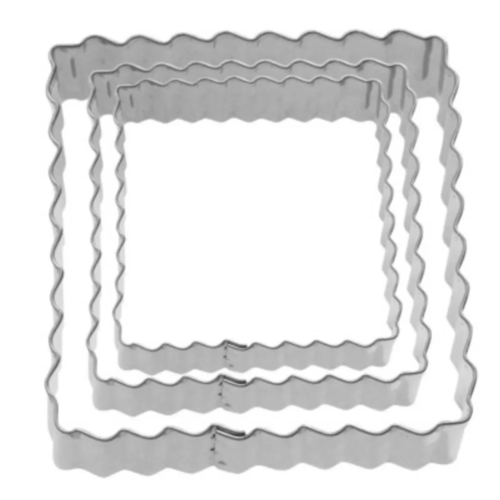 3 Stk. Terrassen-Ausstechformen Quadrat gewellt, 4,5,6cm 3 Stk. Terrassen-Ausstechformen Quadrat gewellt, 4,5,6cm