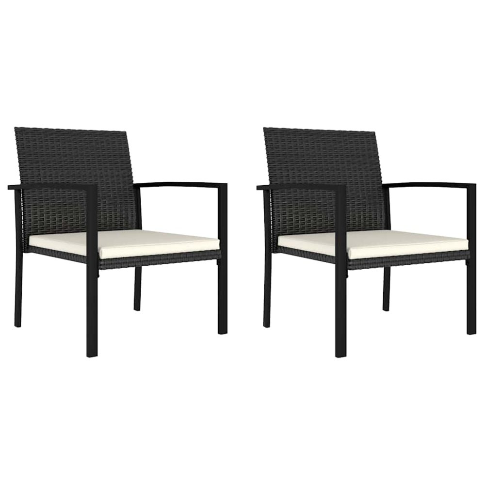 Garden Dining Chair | Set of 2 | Black | Poly rattan | Medium | Durable