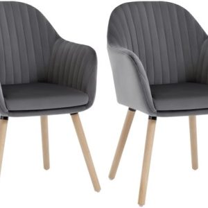 J&R Chaises – Lot de 2 chaises – Chaise de salle à manger – Chaise de table à manger – Chaise de repas – Chaise – Chaises en velours – Velours – Pied en bois – Gris foncé – Marron J&R Chaises – Lot de 2 chaises – Chaise de salle à manger – Chaise de table à manger – Chaise de repas – Chaise – Chaises en velours – Velours – Pied en bois – Gris foncé – Marron