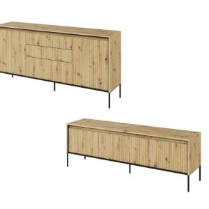 Ensemble LENARA avec buffet 166 cm + meuble TV 167 cm avec tasseaux et LED Ensemble LENARA avec buffet 166 cm + meuble TV 167 cm avec tasseaux et LED