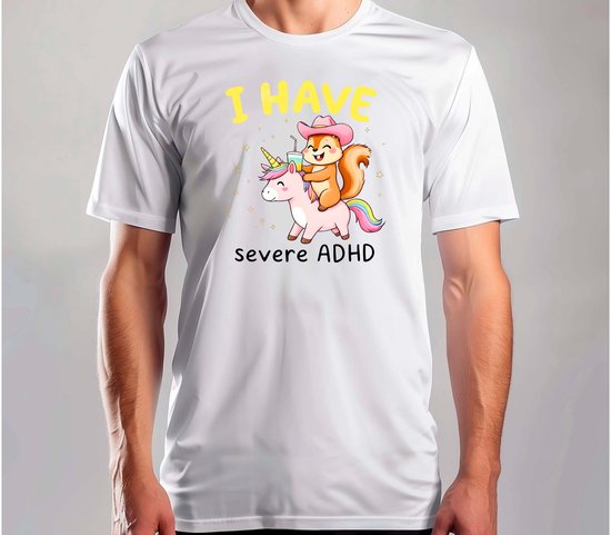 J'ai un TDAH sévère - T-shirt - Ambiance sarcastique - Humeur drôle - Je m'en fiche - Je plaisante - Ambiance sarcastique - Moments drôles - Je fais une blague - Vie sarcastique