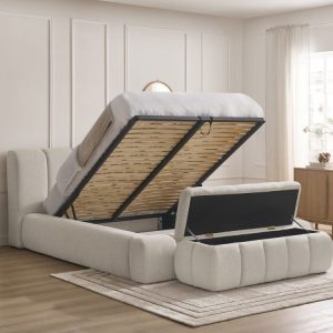 Lit coffre DENALI tissu lisse + Bout de lit DENALI Lit coffre DENALI tissu lisse + Bout de lit DENALI