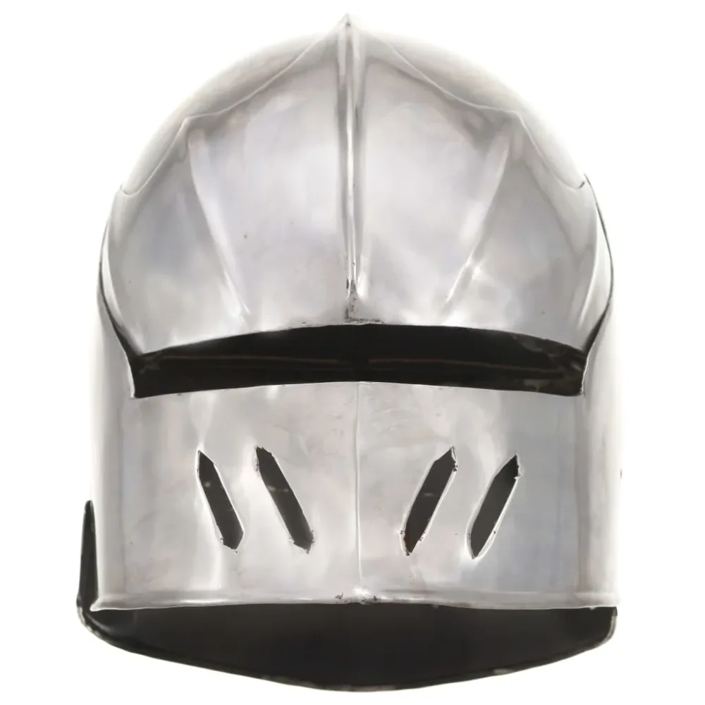 Medieval Knight Helmet Antique Replica LARP Silver Steel – Image 3