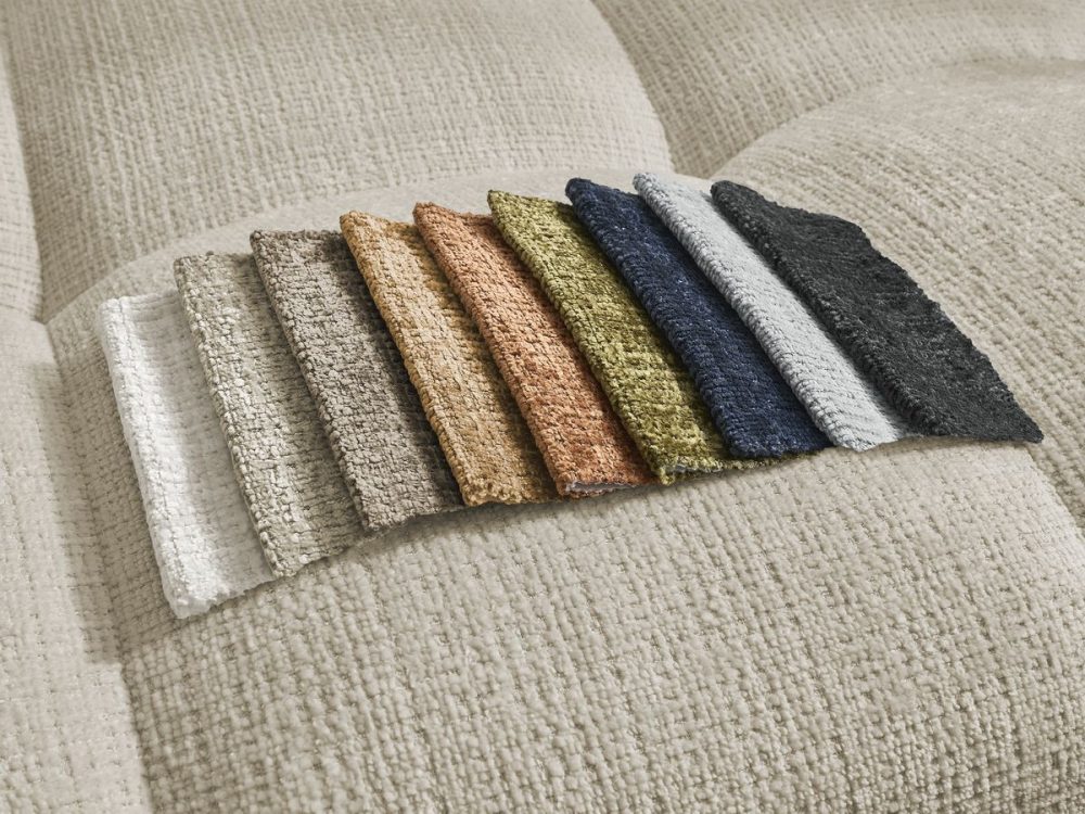 Canape droit fixe 3 places ANAKIN tissu texture avec pouf – Image 3