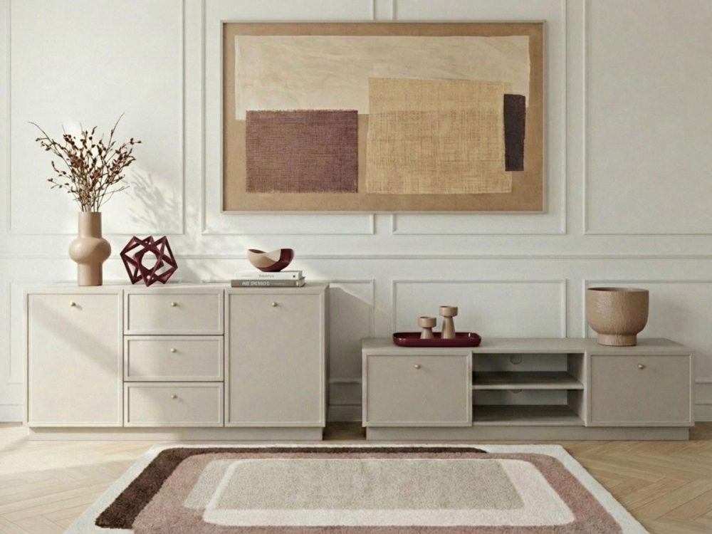 Ensemble LORINA avec buffet 150 cm + meuble TV 150 cm poignees or – Image 3