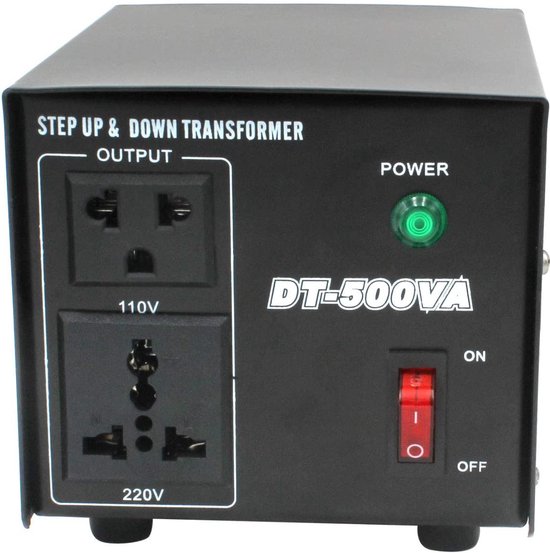 Onduleur 500 Watt DT-500VA Convertisseur de Voltage Convertisseur de Tension 220V à 110V Transformateur Automatique Step Up & Step Down Convertisseur 110V-220V /220V-110V (500W)