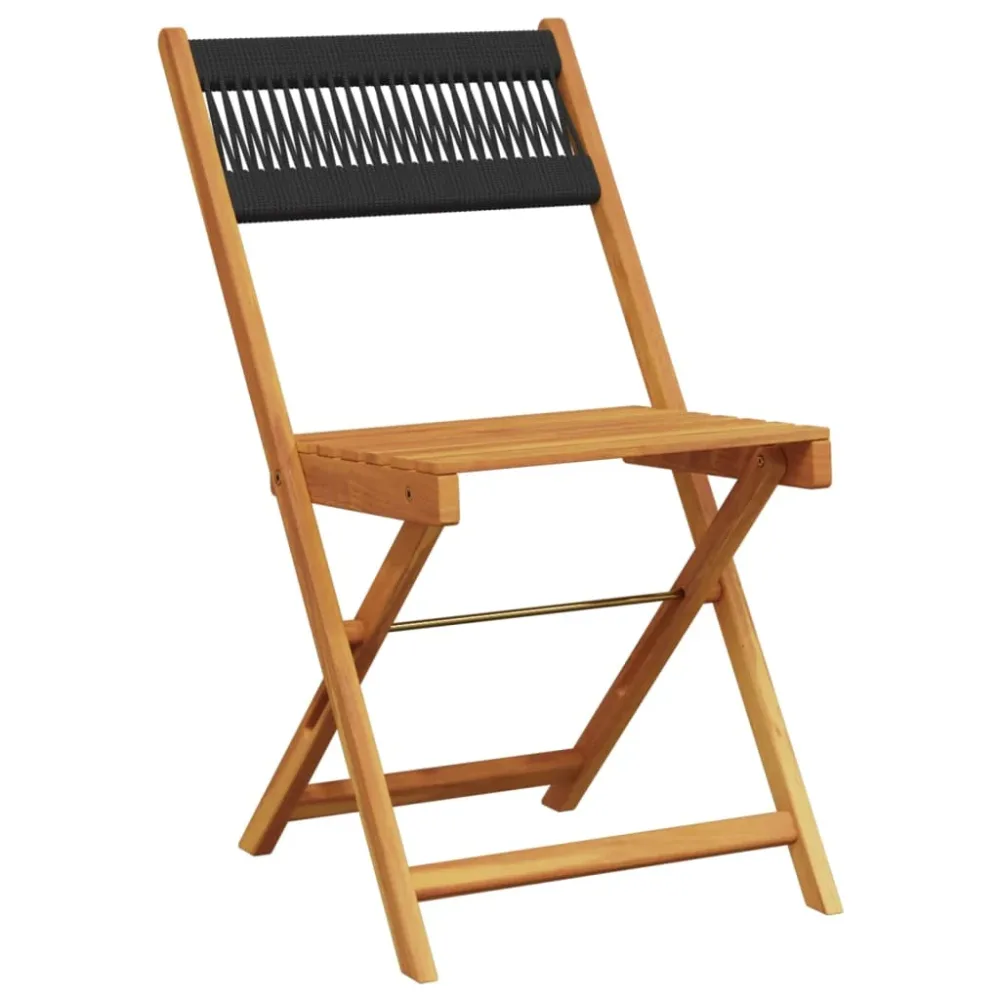 Folding Garden Chairs 8 pcs Black Solid Wood Acacia – Image 3