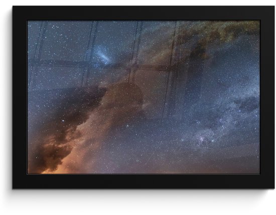 Image encadrée - Cadre photo Stars dans l'espace noir sans passe partout 30x20 cm - Affiche encadrée (Décoration murale salon / chambre)