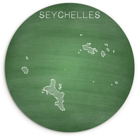 Illustration des Seychelles sur un tableau noir Plaque murale en plastique ⌀ 30 cm - impression photo sur cercle mural / cercle vivant (décoration murale)