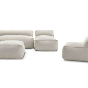 Canape de jardin modulable RIVIERA tissu chine avec 1 chauffeuse 1 place, 1 chauffeuse 2 places, 1 meridienne et 1 pouf Canape de jardin modulable RIVIERA tissu chine avec 1 chauffeuse 1 place, 1 chauffeuse 2 places, 1 meridienne et 1 pouf