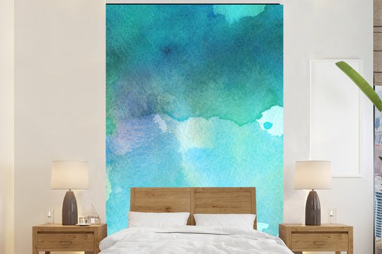 Œuvre abstraite réalisée à l'aquarelle et aux teintes vertes 180x280 cm