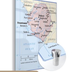 MuchoWow® Peinture sur verre 90×120 cm – Peinture acrylique sur verre – Illustration d’une carte de la Sierra Leone bordée de bleu – Photo sur verre – Peintures MuchoWow® Peinture sur verre 90×120 cm – Peinture acrylique sur verre – Illustration d’une carte de la Sierra Leone bordée de bleu – Photo sur verre – Peintures