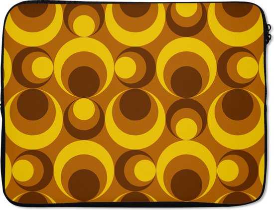 Housse pour ordinateur 17 pouces - Motifs - Rétro - Marron - Jaune - Housse pour ordinateur portable - Dimensions intérieures 42,5x30 cm