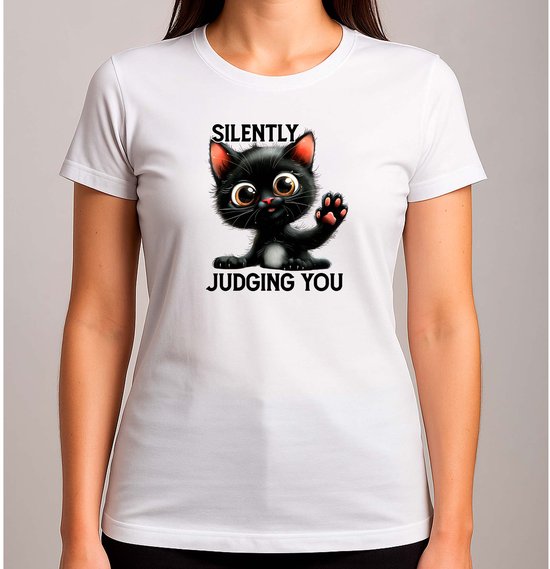 Je te juge en Silently, Cat - T-shirt - Cat - CuteCat - CatLover - CatLife - Chat - SweetCat - FunnyCat - CatLover - BestMom - MamaLeven