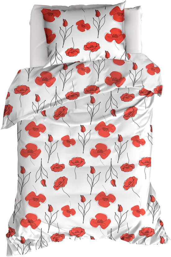 Moodit Housse de couette Odil Poppy - Seul - 140 x 220 cm - Katoen